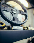 GWXRKZ FLAME FLAT STEERING WHEEL - Black Leather Black Stitching