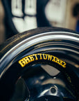 GWXRKZ FLAME FLAT STEERING WHEEL - Black Suede Gold Stitching