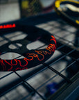 GWXRKZ FLAME FLAT STEERING WHEEL - Black Suede Red Stitching