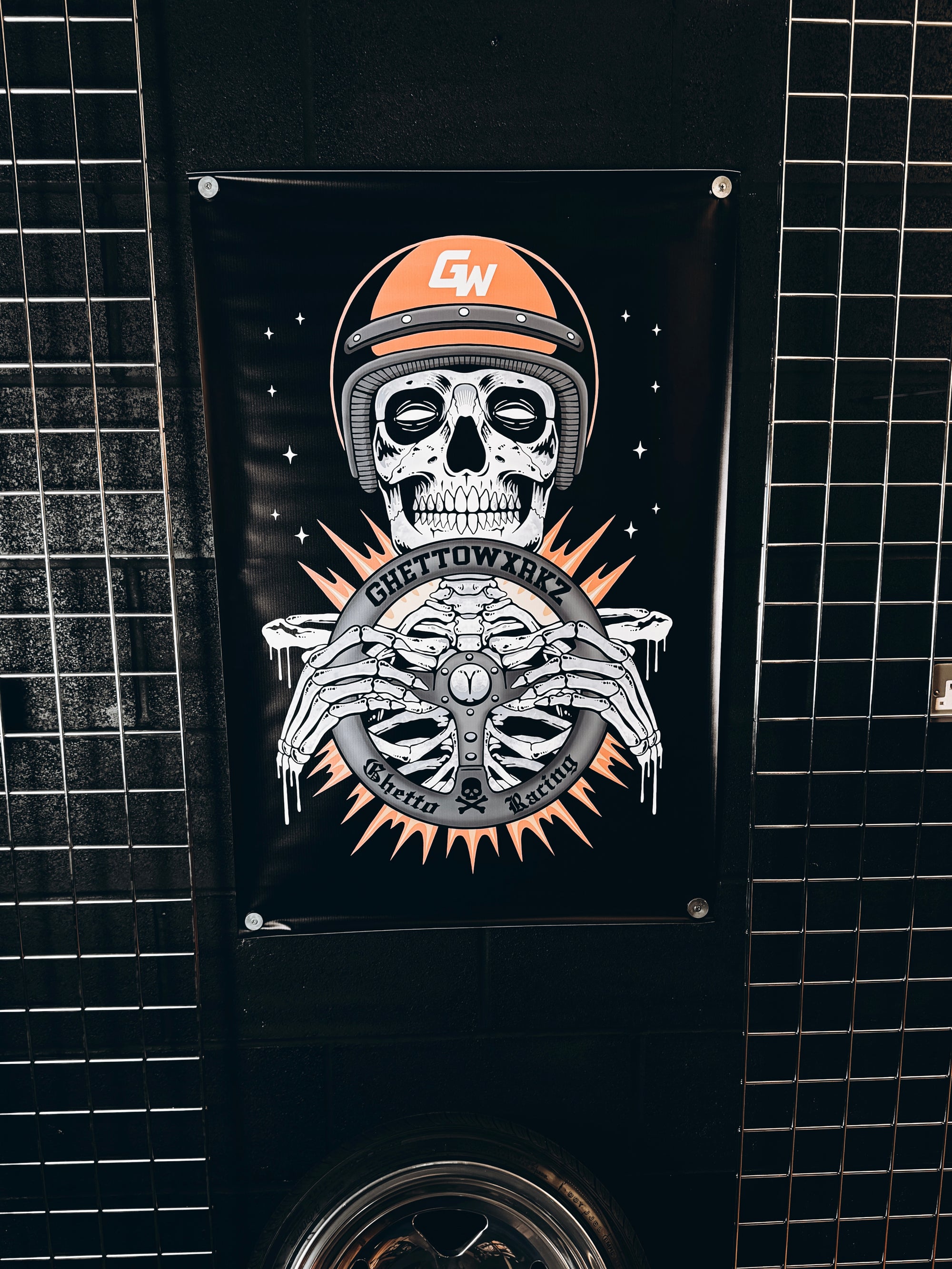 Skull Racer garage banner